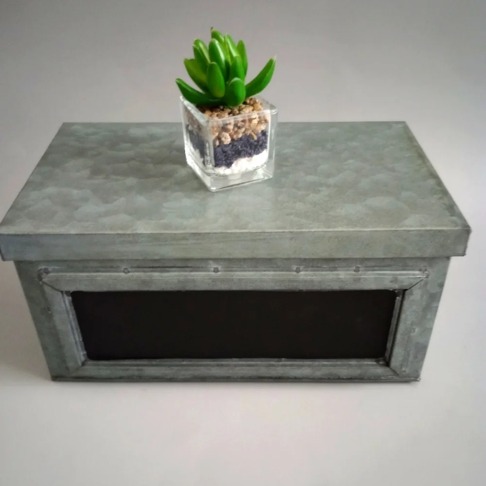 Decorative box galvanized laminate lightweight handles  removable lid new